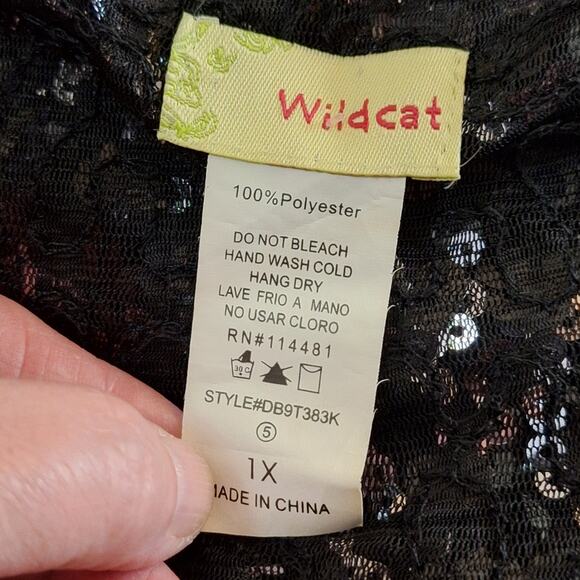 Wildcat Tank Top Women's 1X Sequined Mesh Sheer Lightweight Cocktail Party Glam - Picture 2 of 8